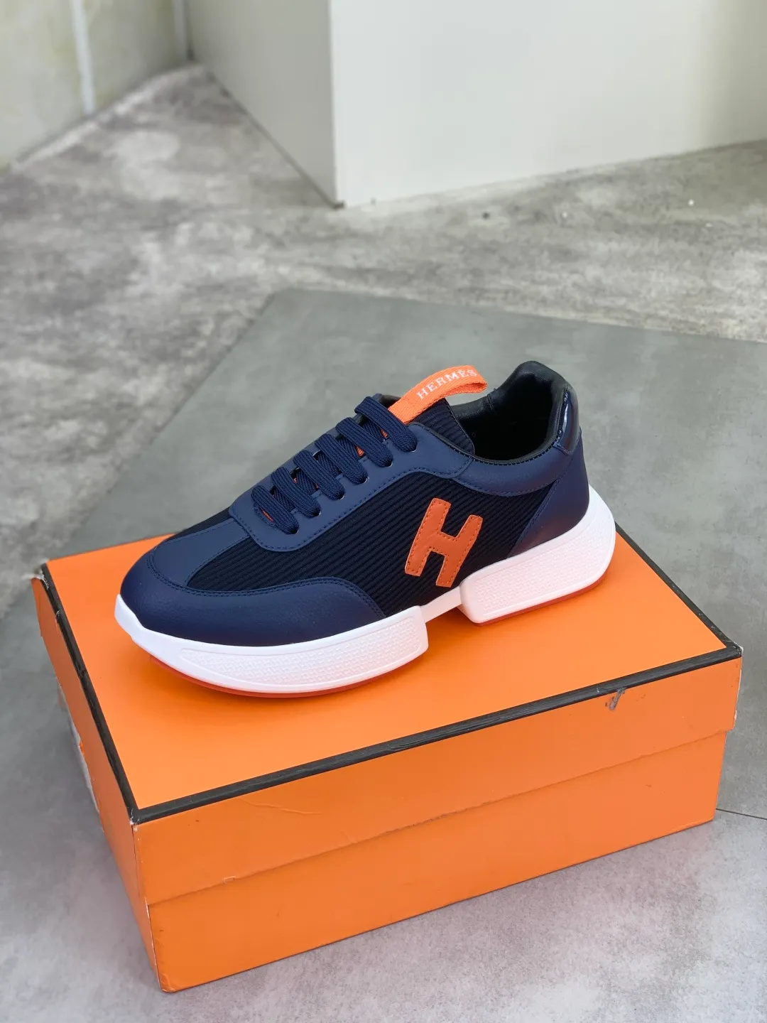 Men's men's shoes P460 new style [HERMES] Hermès - High-end quality original order - Upper: 🔝Nappa calfskin, sewn brand 'H' totem - Inner: water-dyed cowhide - Outsole: ultra-light TPU foam; molded outsole - Ultra-high quality control·Fine workmanship: highlighted (high-end·nobility·grade) -Size: 38-44 (45 can be customized)·
